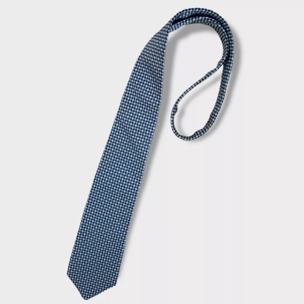 CORNELIANI Blue Geometric Silk LUXURY Tie HANDMADE ITALY